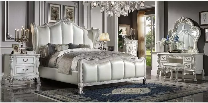 Dresden Bone White Arched Dresser Mirror