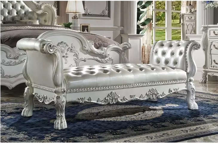 Dresden Gray Upholstered 78" Bed Bench with Nailhead Trim