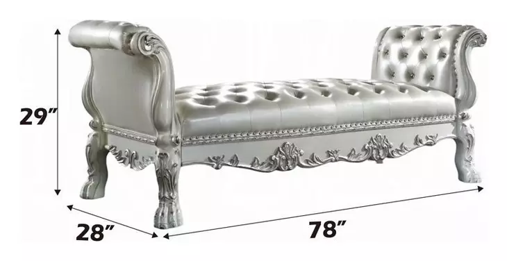 Dresden Gray Upholstered 78" Bed Bench with Nailhead Trim