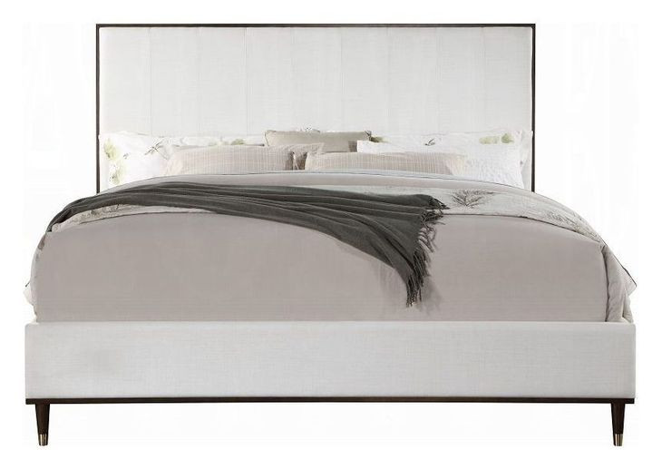 Carena White and Brown King Upholstered Panel Bed
