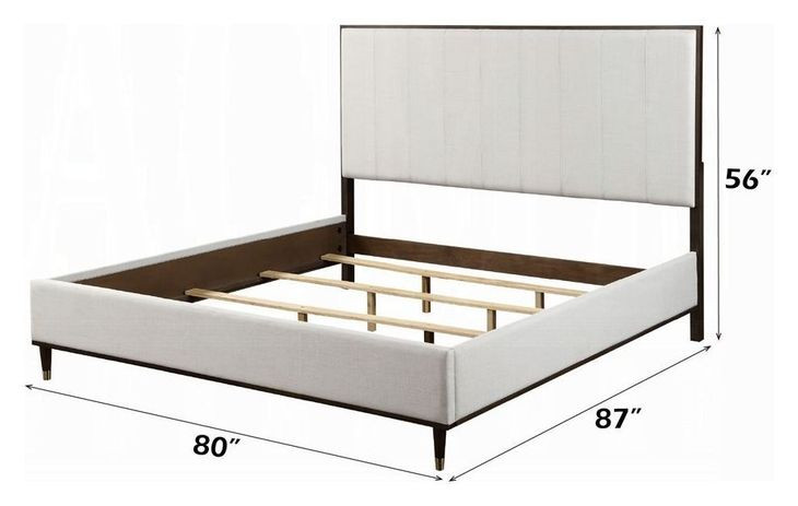 Carena White and Brown King Upholstered Panel Bed