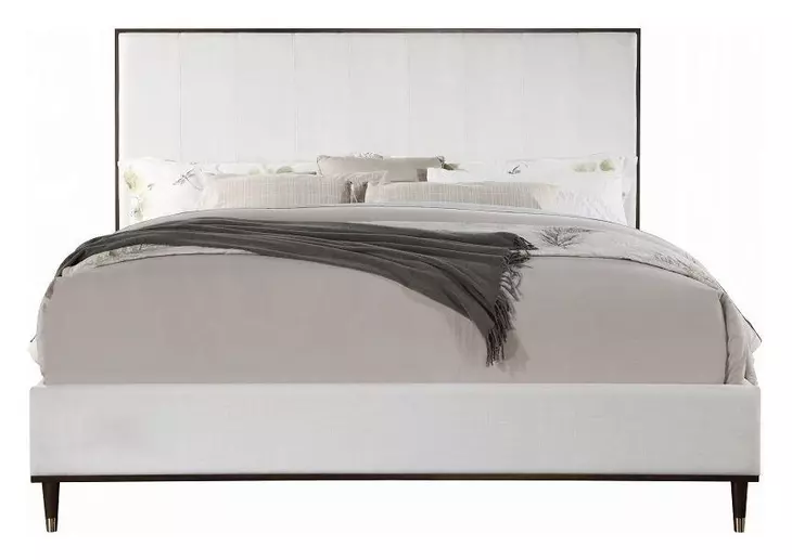Carena White and Brown Queen Upholstered Panel Bed