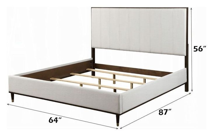 Carena White and Brown Queen Upholstered Panel Bed