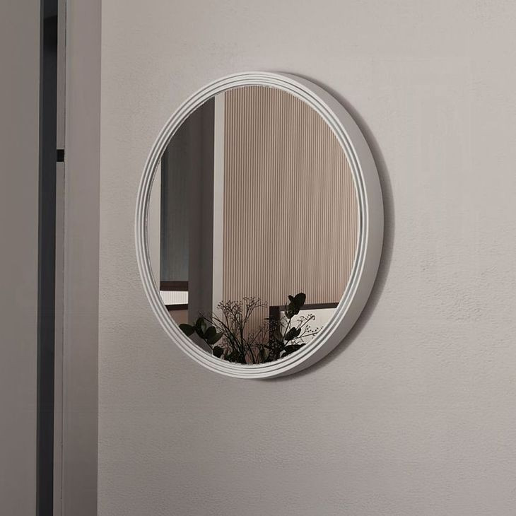 Carena White Round Wall Mirror
