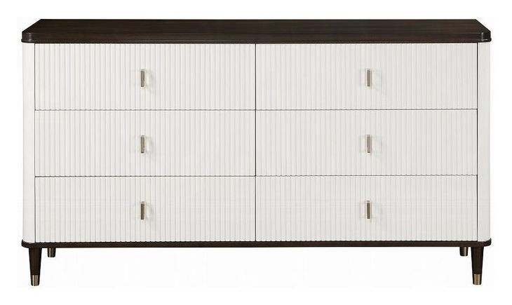 Carena White and Walnut 6 Drawer Dresser