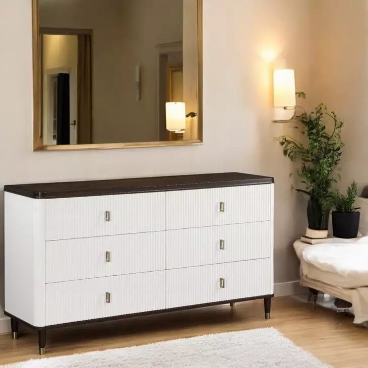 Carena White and Walnut 6 Drawer Dresser
