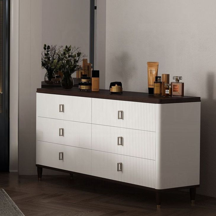 Carena White and Walnut 6 Drawer Dresser
