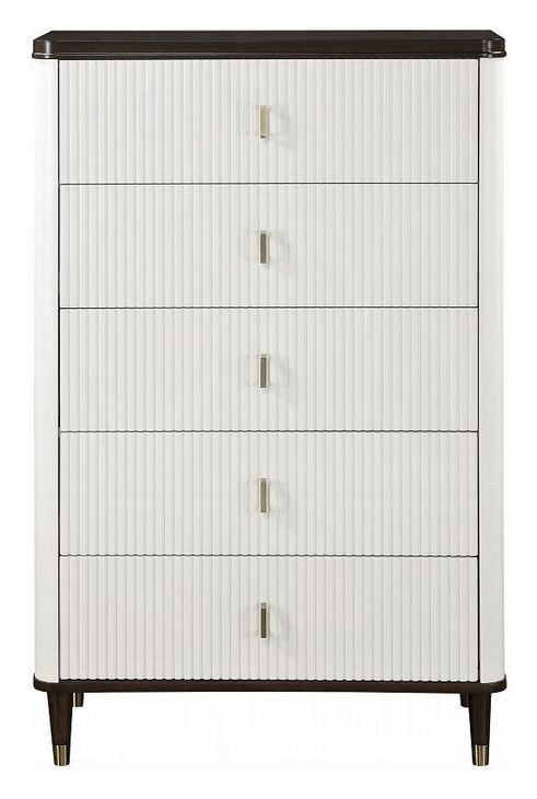 Carena White and Walnut 5 Drawer Chest