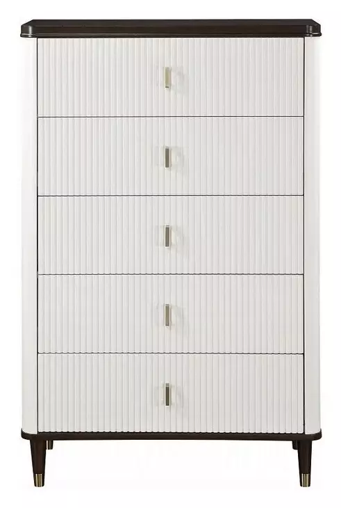 Carena White and Walnut 5 Drawer Chest