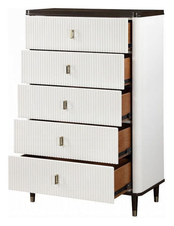 Carena White and Brown Upholstered Panel Bedroom Set