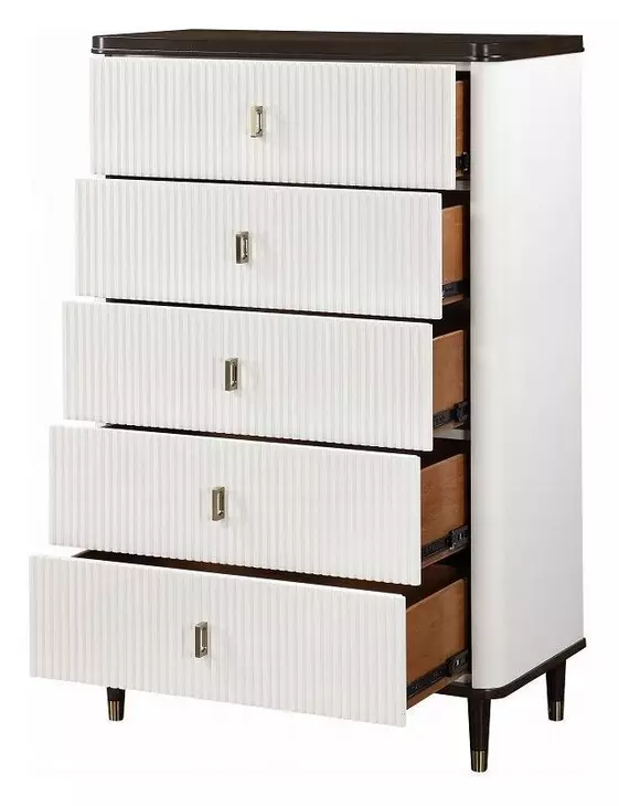 Carena White and Brown Upholstered Panel Bedroom Set