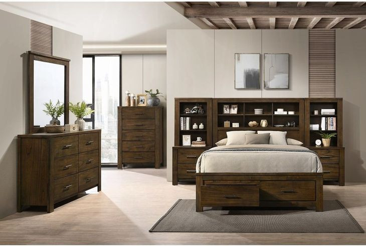 Merrilee II Oak King Bookcase and Storage Bed