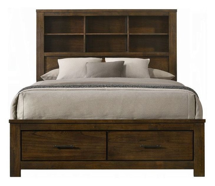Merrilee II Oak Queen Bookcase and Storage Bed