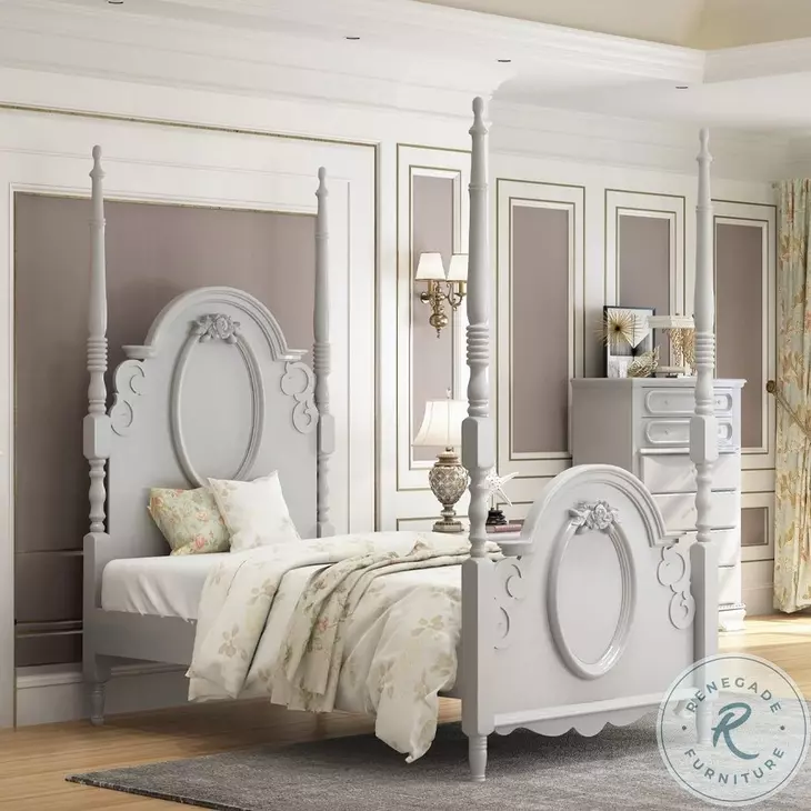 Flora Gray Full Poster Bed