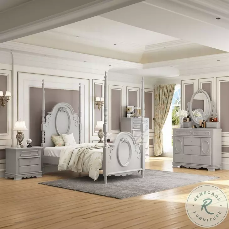 Flora Gray Youth Poster Bedroom Set