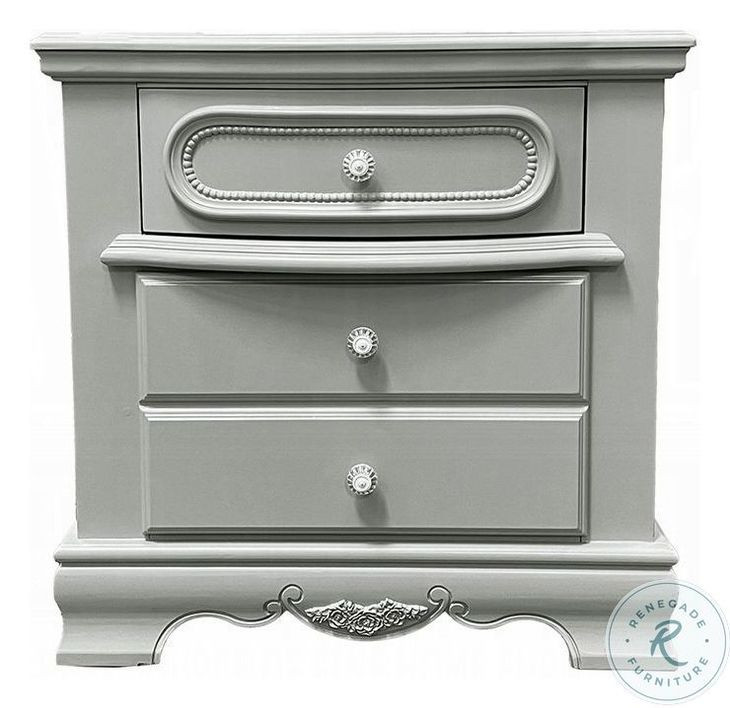 Flora Gray 2 Drawer Nightstand