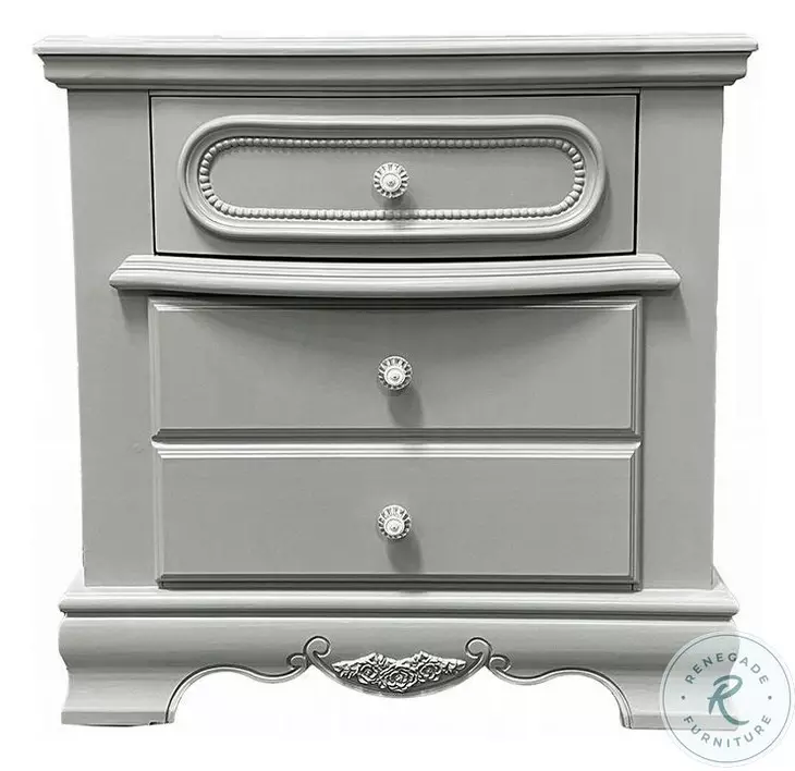 Flora Gray 2 Drawer Nightstand