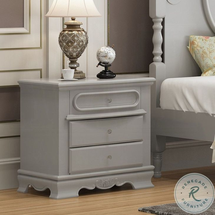 Flora Gray 2 Drawer Nightstand