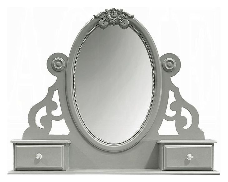 Flora Gray Oval Dresser Mirror with Jewelry Storage
