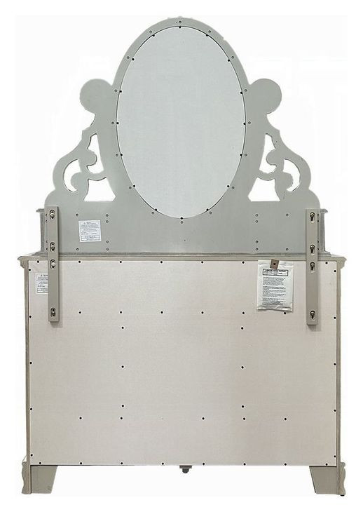 Flora Gray Oval Dresser Mirror with Jewelry Storage