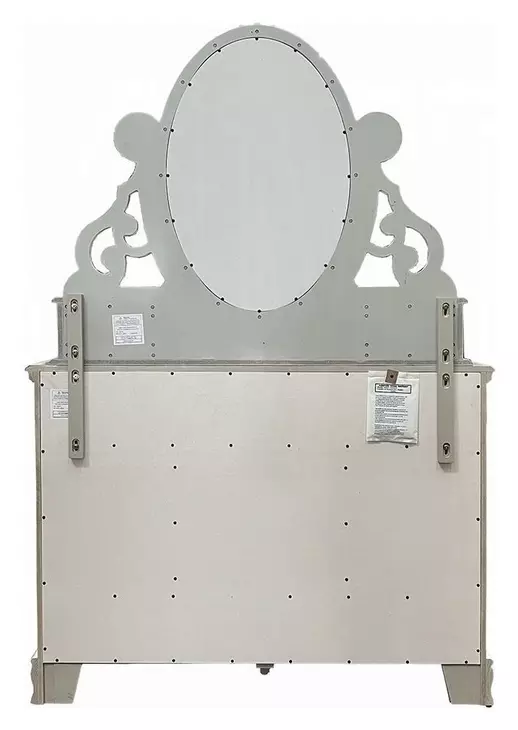 Flora Gray Oval Dresser Mirror with Jewelry Storage