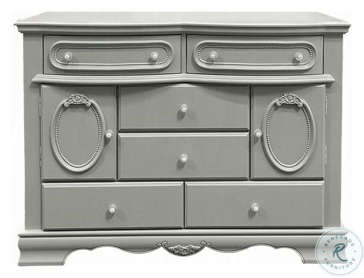 Flora Gray 6 Drawer Dresser with Door
