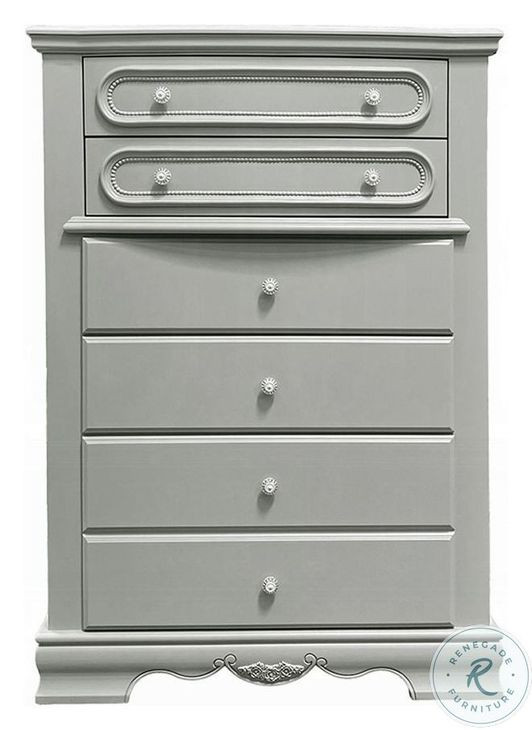 Flora Gray 5 Drawer Chest