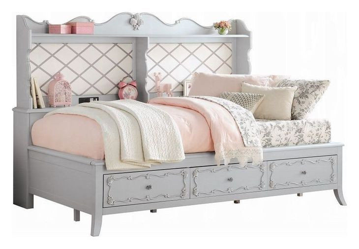 Edalene Gray Twin Daybed with USB Charging and Storage