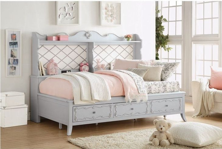 Edalene Gray Twin Daybed with USB Charging and Storage