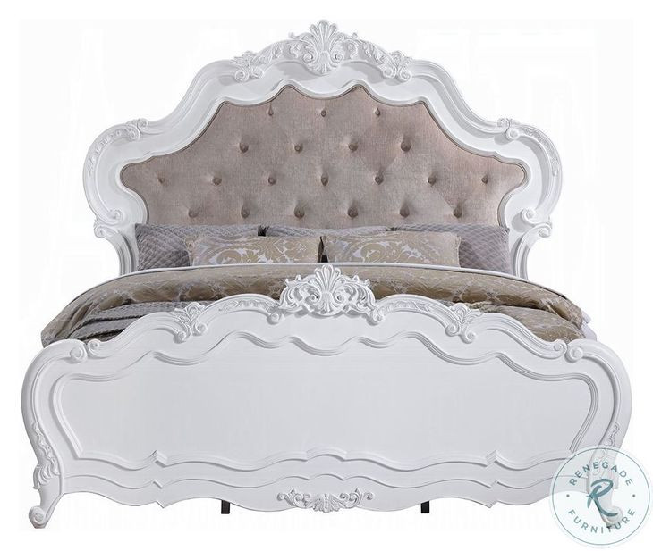 Latisha White Eastern King Upholstered Bed