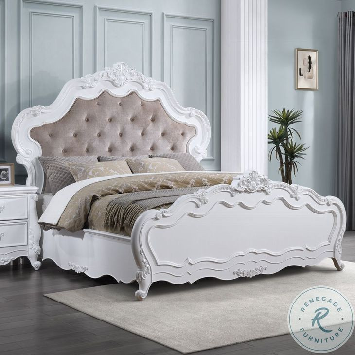 Latisha White Queen Upholstered Bed