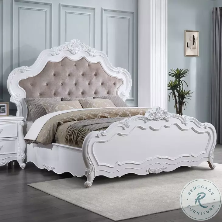 Latisha White Upholstered Bedroom Set