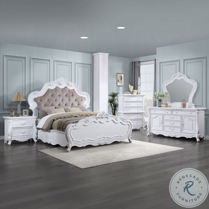 Latisha White Upholstered Bedroom Set