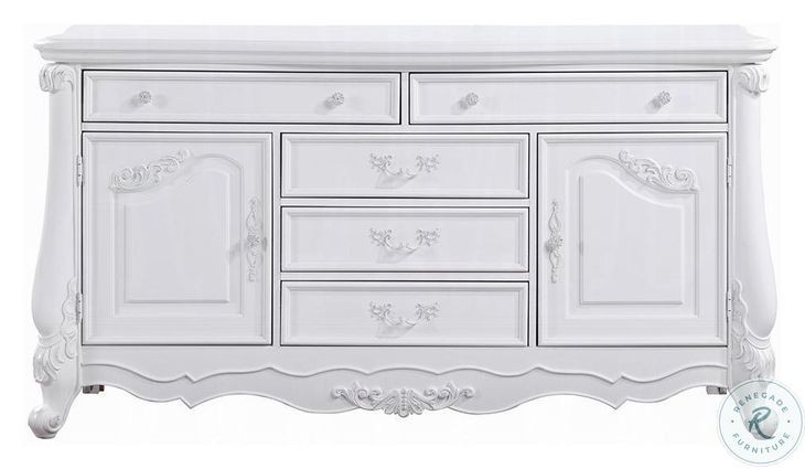 Latisha White 5 Drawer Dresser with Door