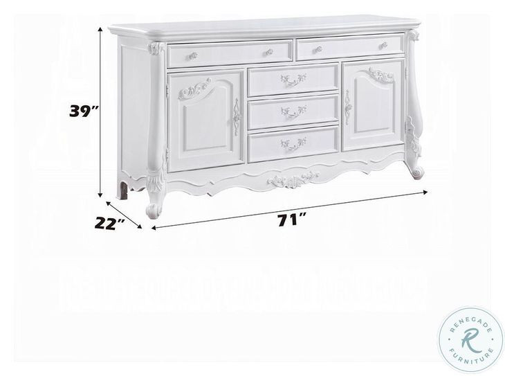 Latisha White 5 Drawer Dresser with Door