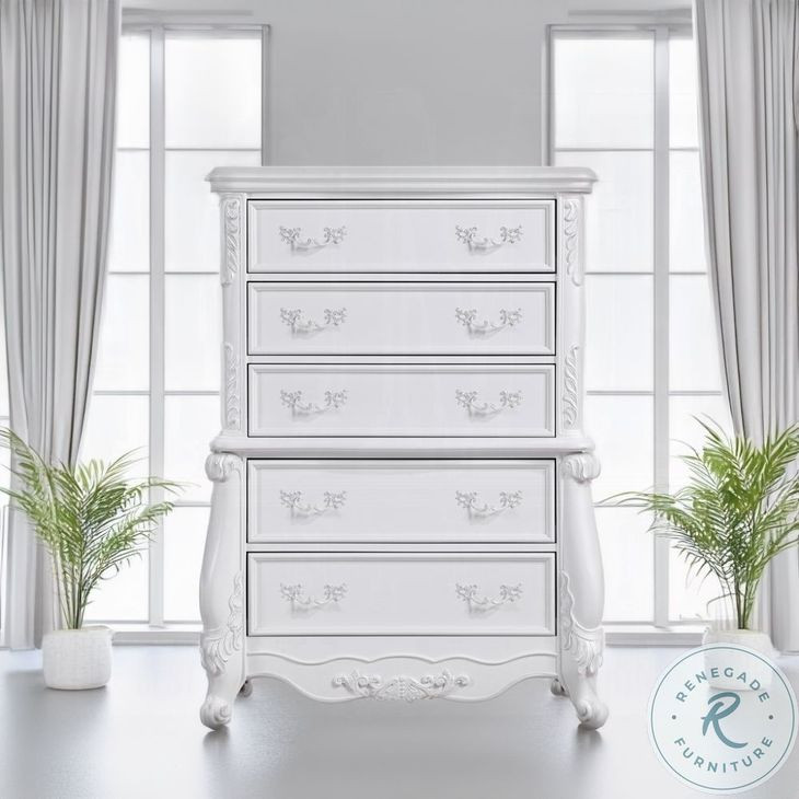 Latisha White 5 Drawer Chest