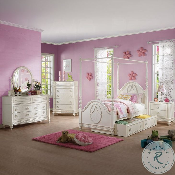Dorothy Ivory Youth Canopy Poster Bedroom Set