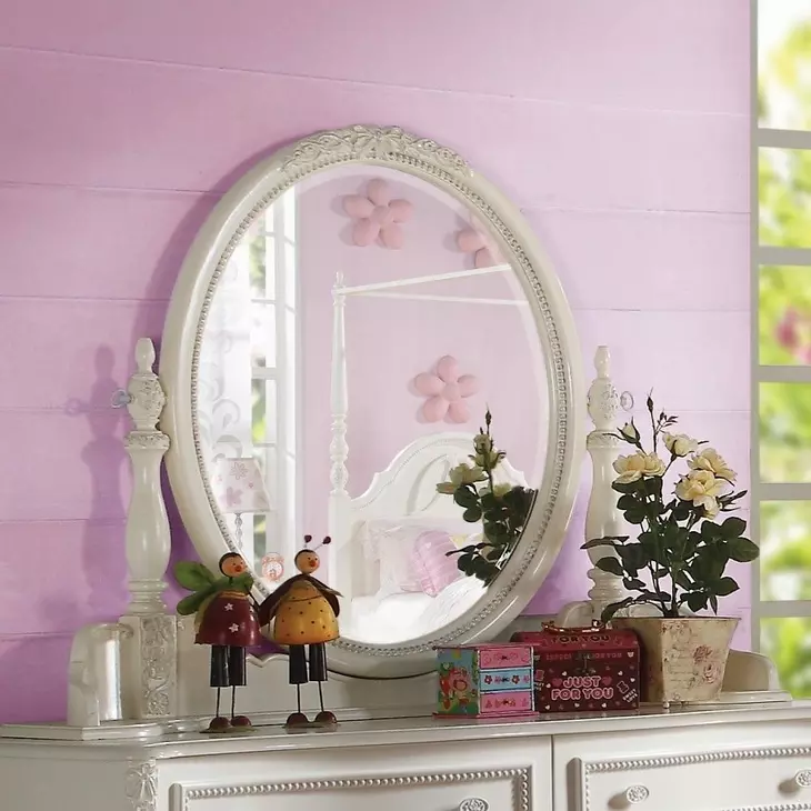 Dorothy Ivory Oval Dresser Mirror