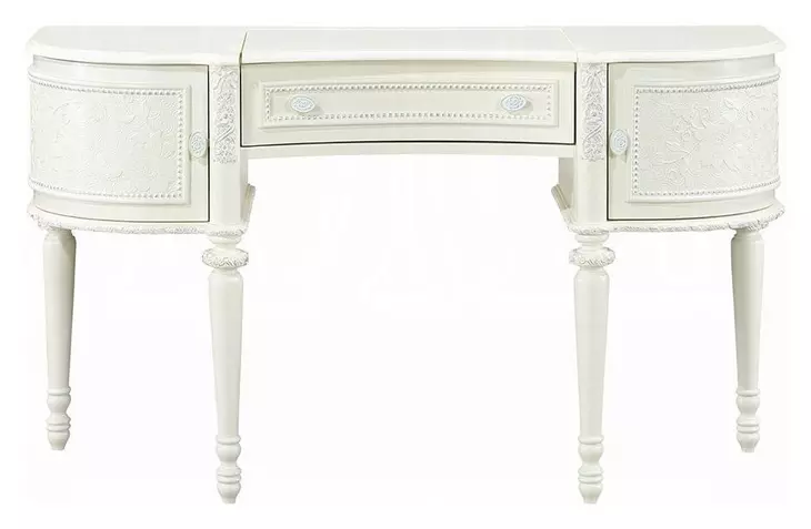 Dorothy Ivory 3 Drawer Vanity Desk with Mirror