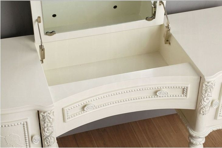Dorothy Ivory 3 Drawer Vanity Desk with Mirror