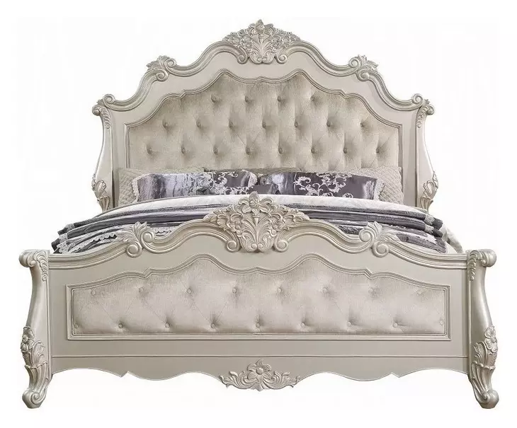 Bently Champagne King Upholstered Panel Bed
