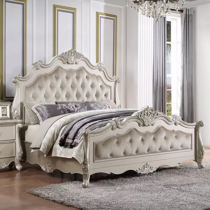 Bently Champagne King Upholstered Panel Bed