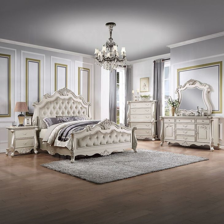 Bently Champagne King Upholstered Panel Bed