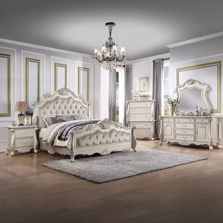 Bently Champagne Upholstered Panel Bedroom Set