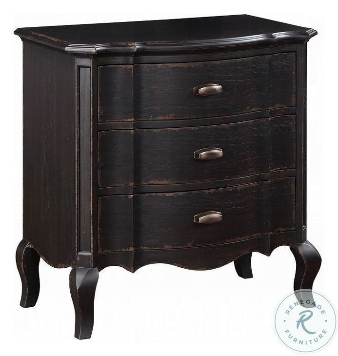Chelmsford Black Antique 3 Drawer Nightstand from ACME Furniture