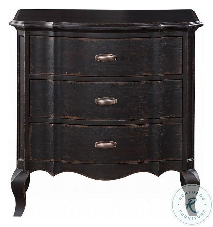 Chelmsford Black Antique 3 Drawer Nightstand