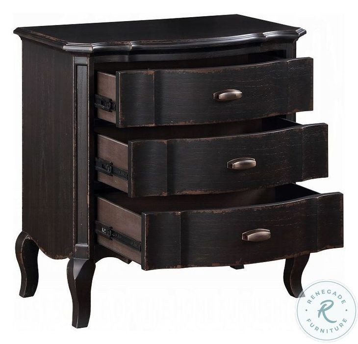 Chelmsford Black Antique 3 Drawer Nightstand from ACME Furniture
