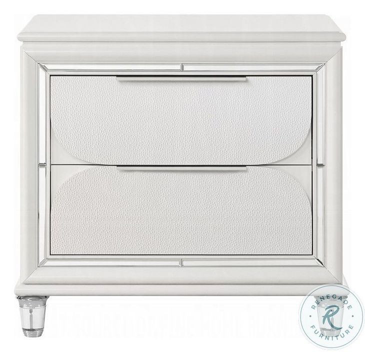 Tarian Pearl White 2 Drawer Nightstand