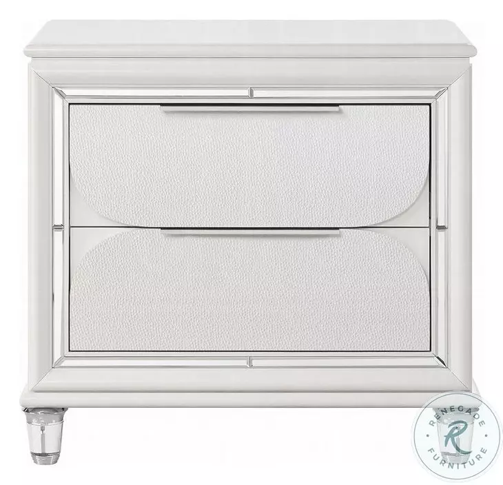 Tarian Pearl White 2 Drawer Nightstand