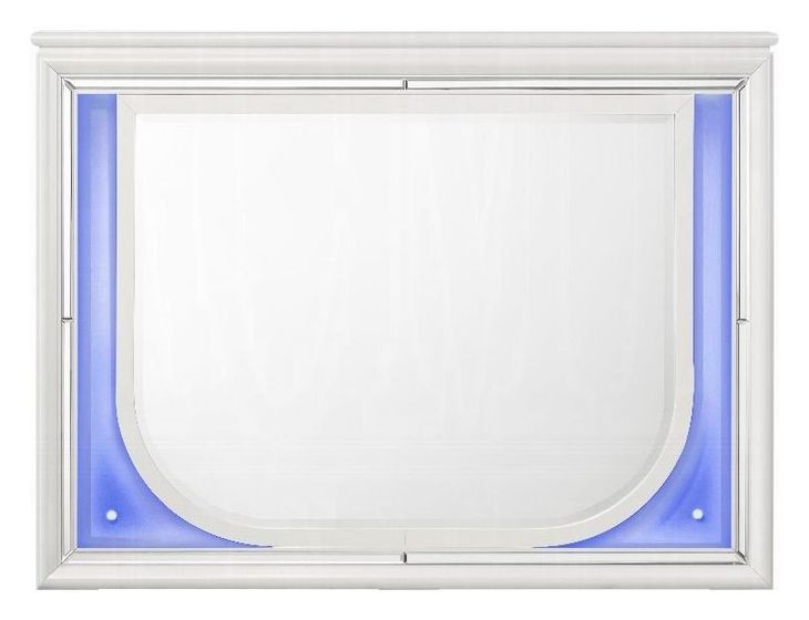 Tarian Pearl White Rectangular Dresser Mirror with LED
